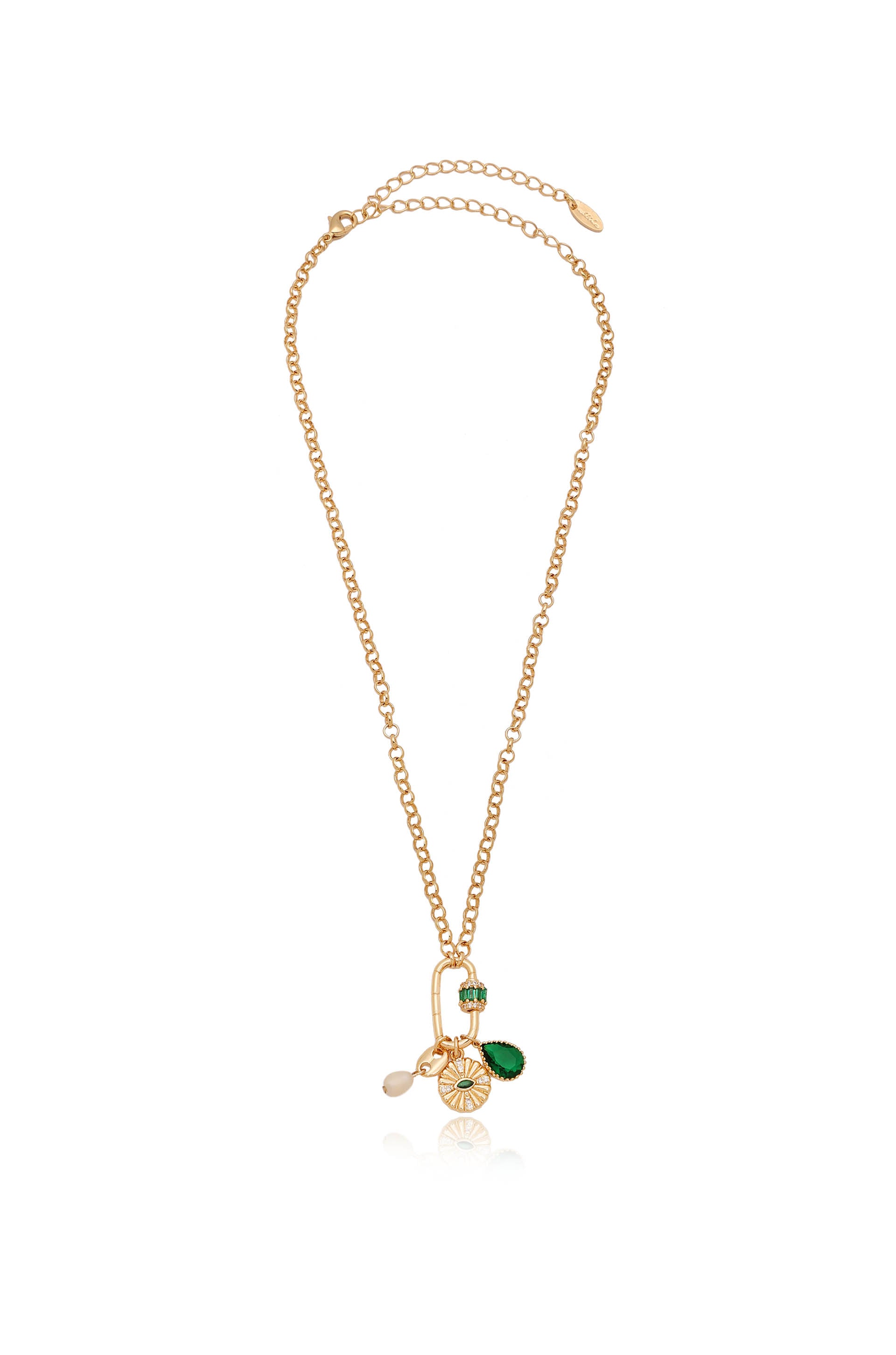 Green Queen 18k Gold Plated Crystal Charm Necklace