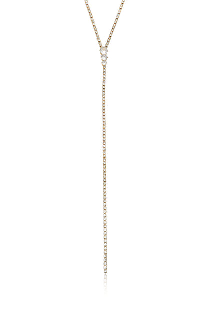 Crystal Strip 18k Gold Plated Lariat close