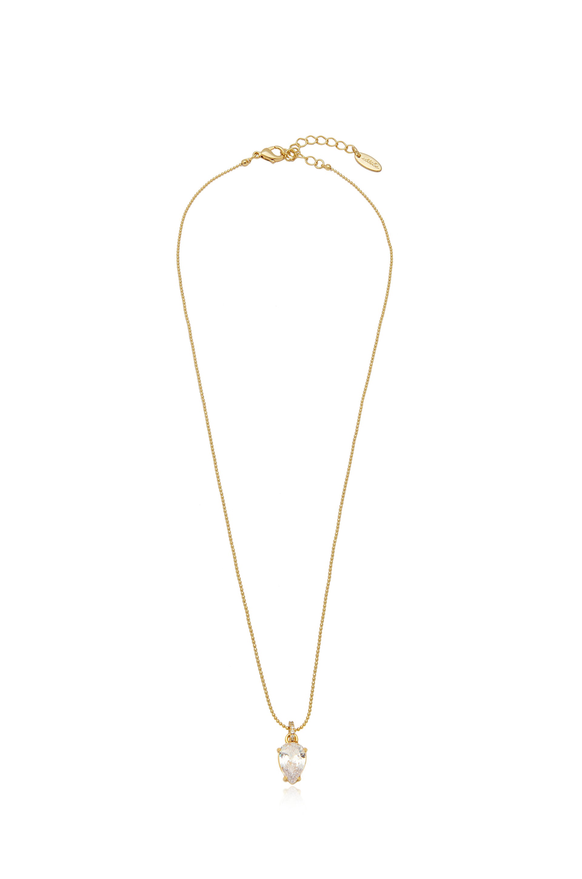 Thin and Delicate 18k Gold Plated Crystal Pendant Necklace