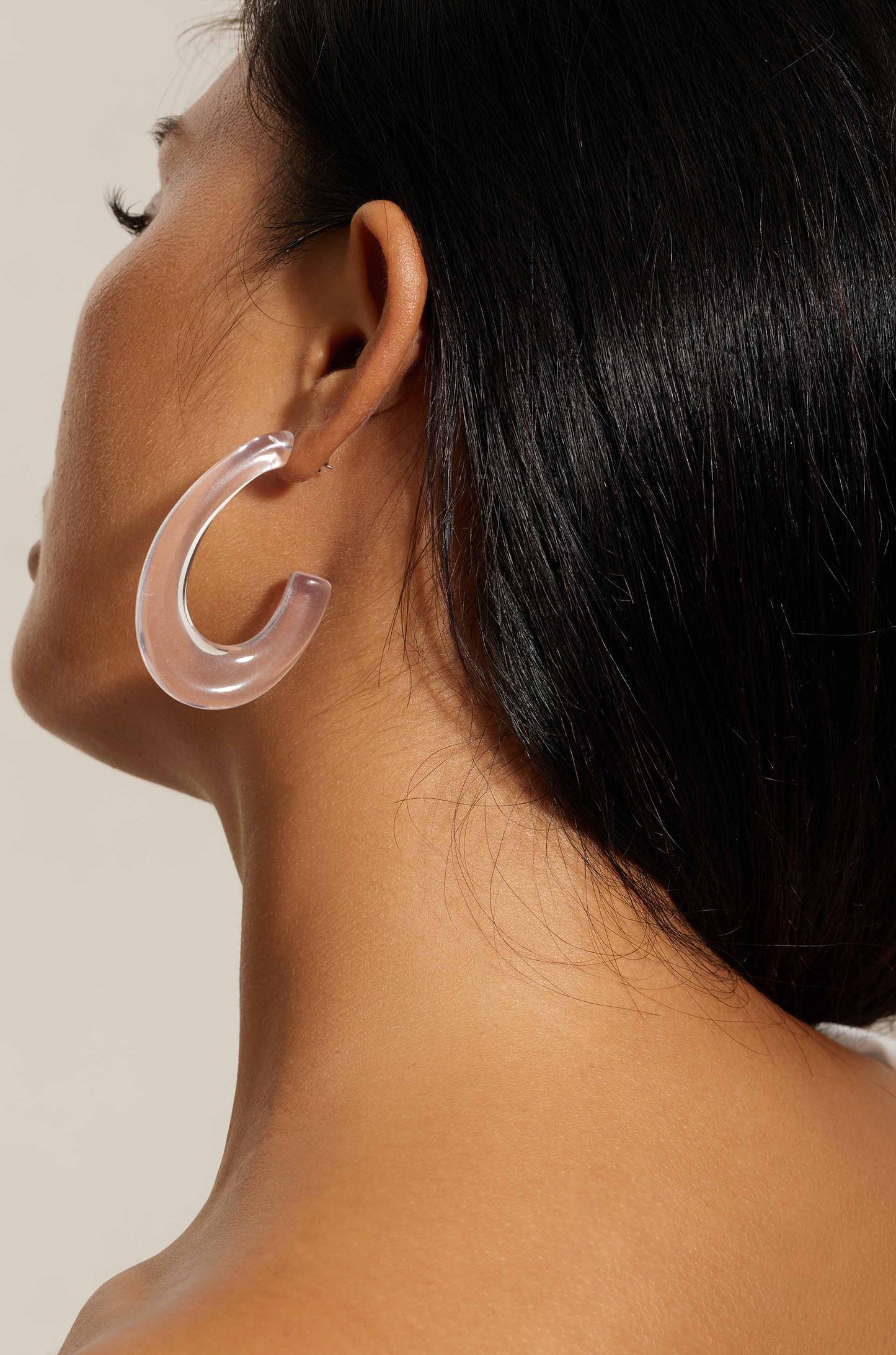 Clear Path Resin Hoop Earrings on model
