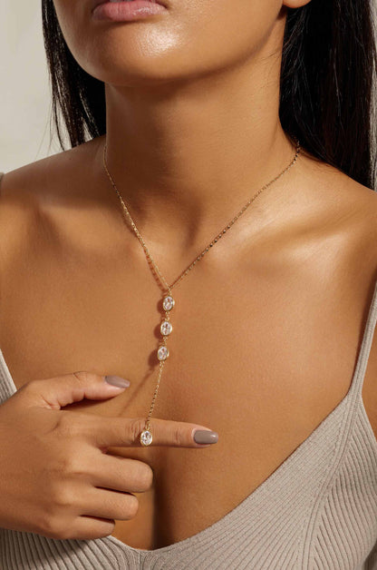 Sparkle Dip 18k Gold Plated Lariat on model