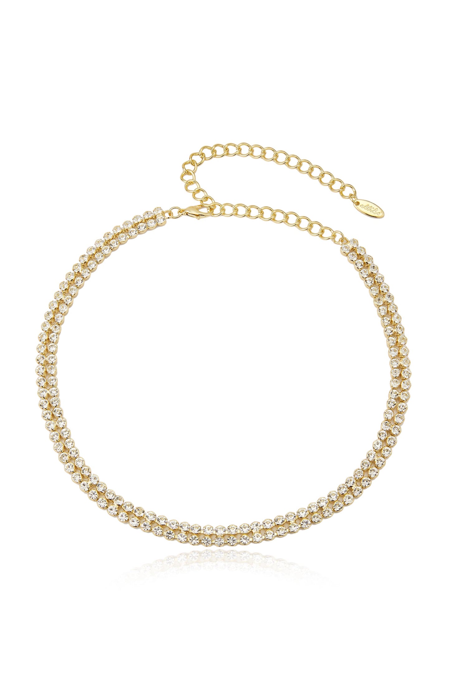 Two Rows of Crystal Sparkle 18k Gold Plated Choker