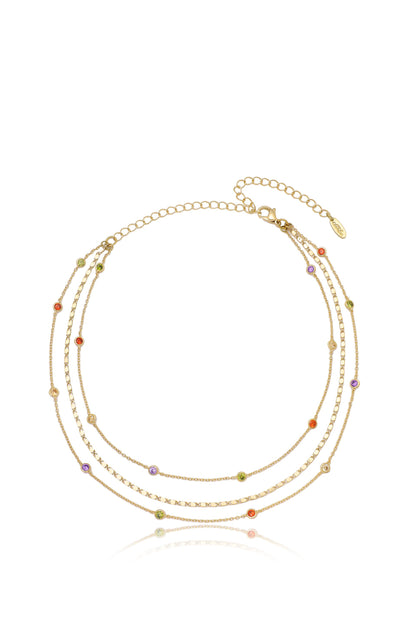 Over the Rainbow Layered Necklace in gold