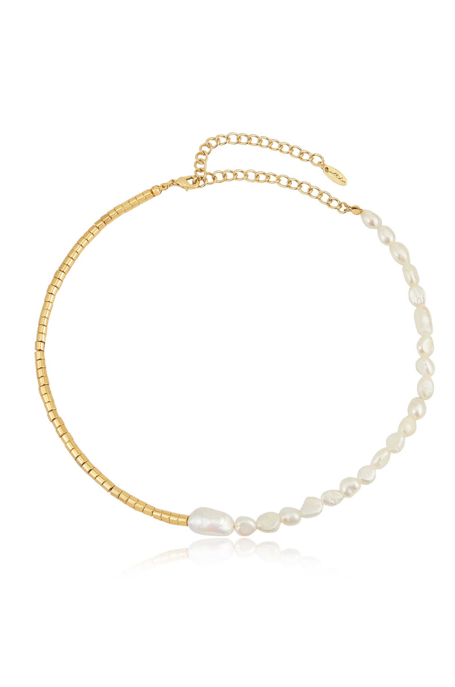 Mixed Up Freshwater Pearl 18k Gold Plated Beaded Necklace