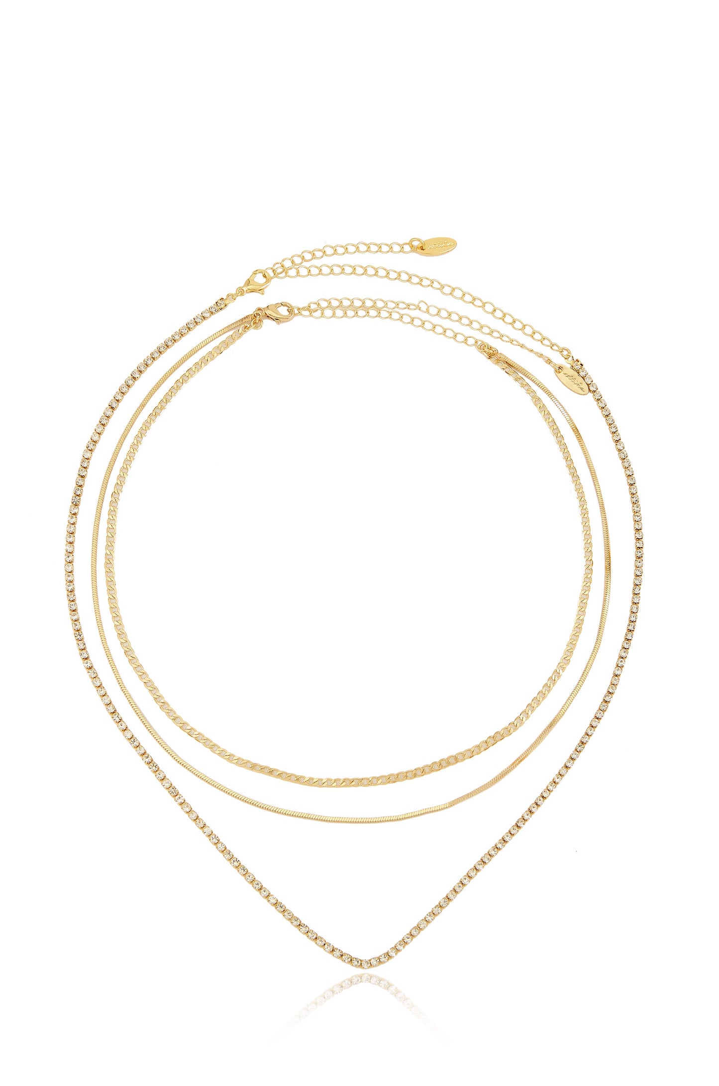 Minimal Layers Crystal and 18k Gold Plated Necklace