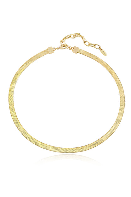 Brooklyn Flat 18k Gold Plated Snake Chain Necklace