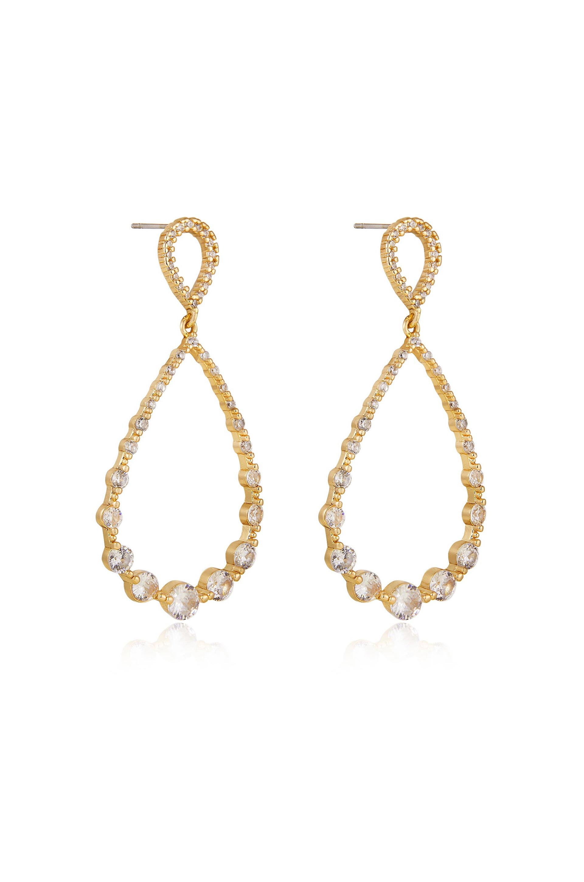 Crystal Droplet 18k Gold Plated Dangle Earrings side