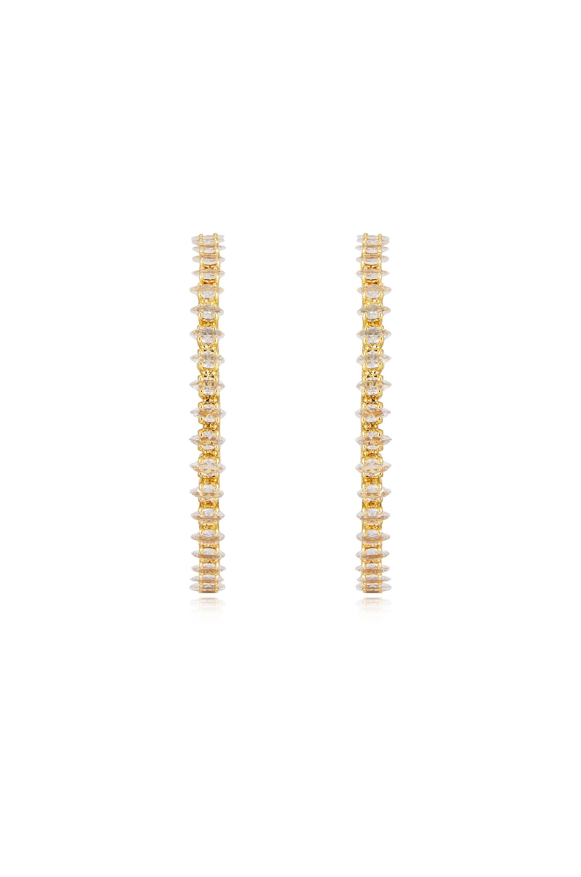 Spotlight Crystal 18k Gold Plated Hoop Earrings front
