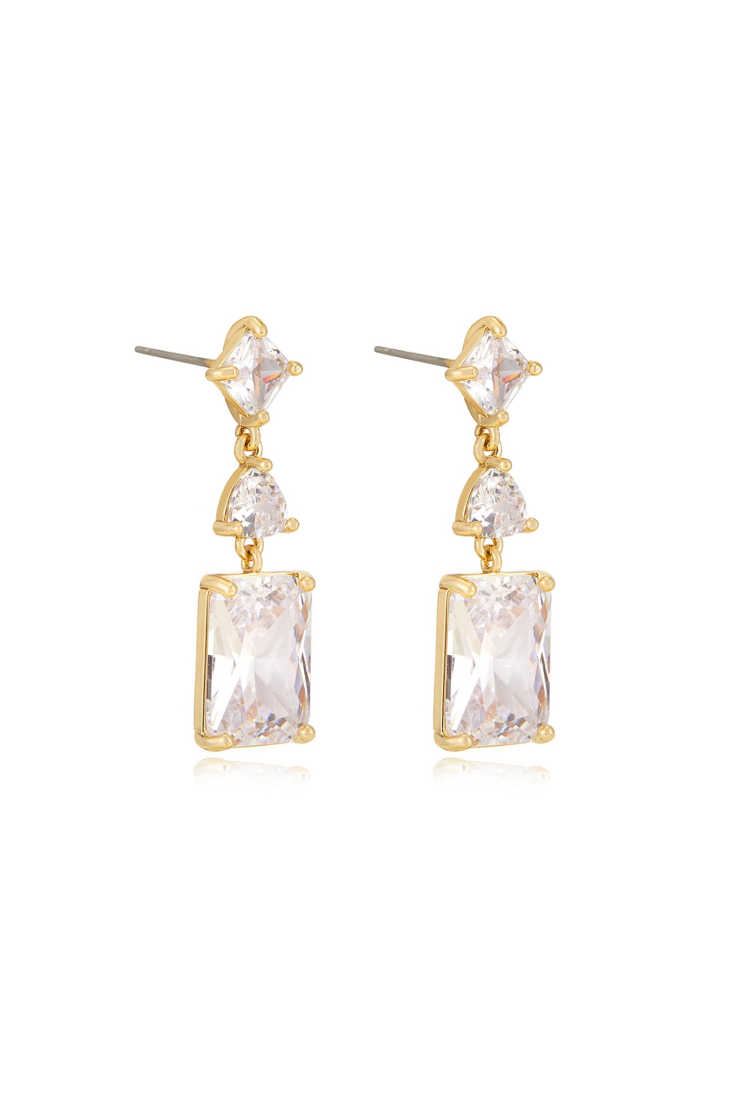 Reflective Crystal 18k Gold Plated Dangle Earrings side