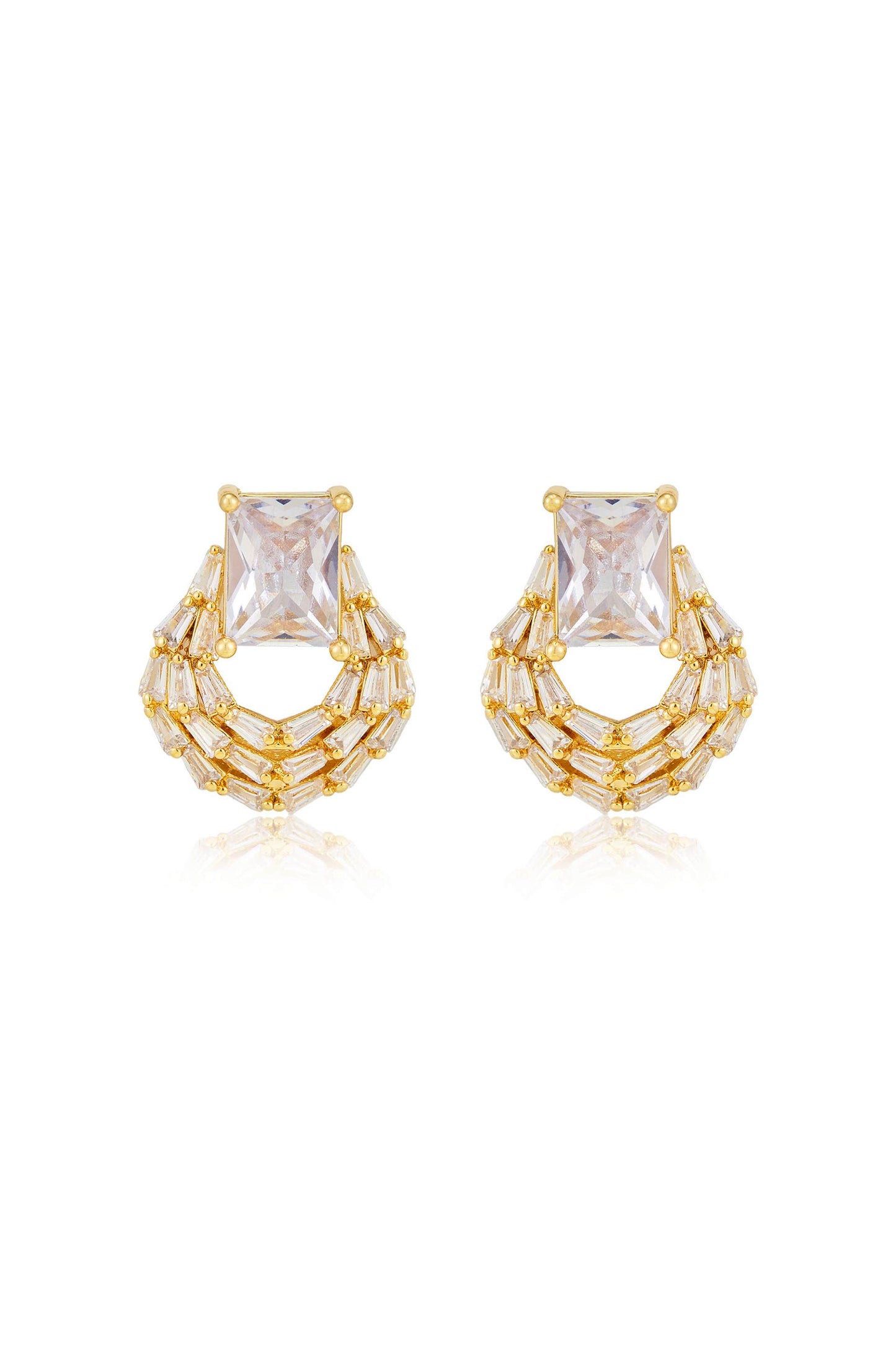 Crystal Encircled 18k Gold Plated Earrings