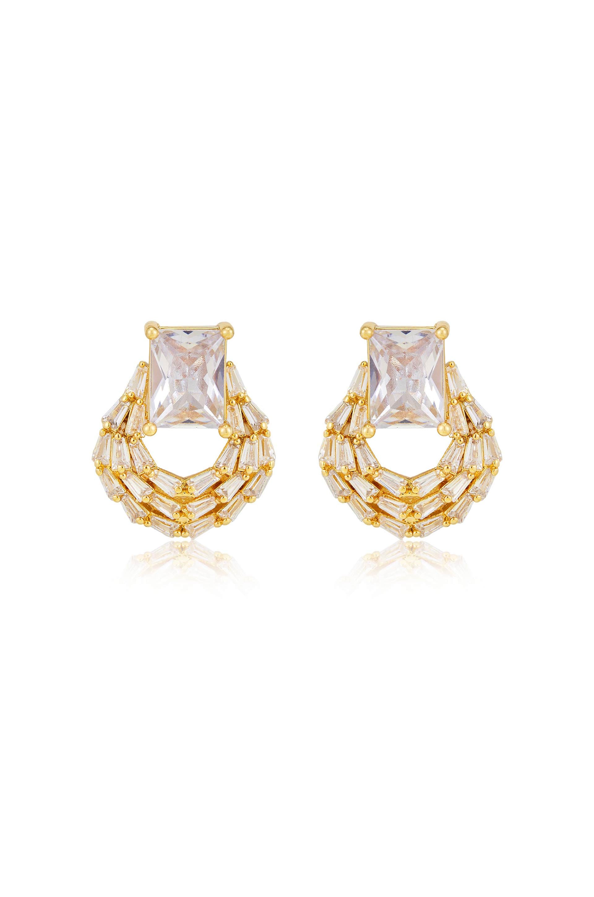 Crystal Encircled 18k Gold Plated Earrings