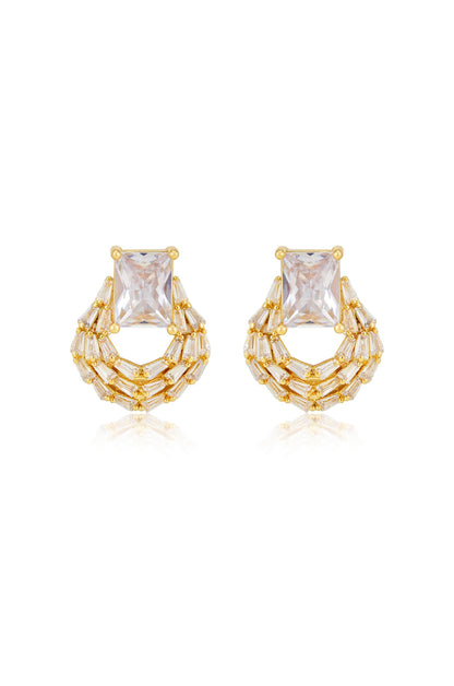 Crystal Encircled 18k Gold Plated Earrings