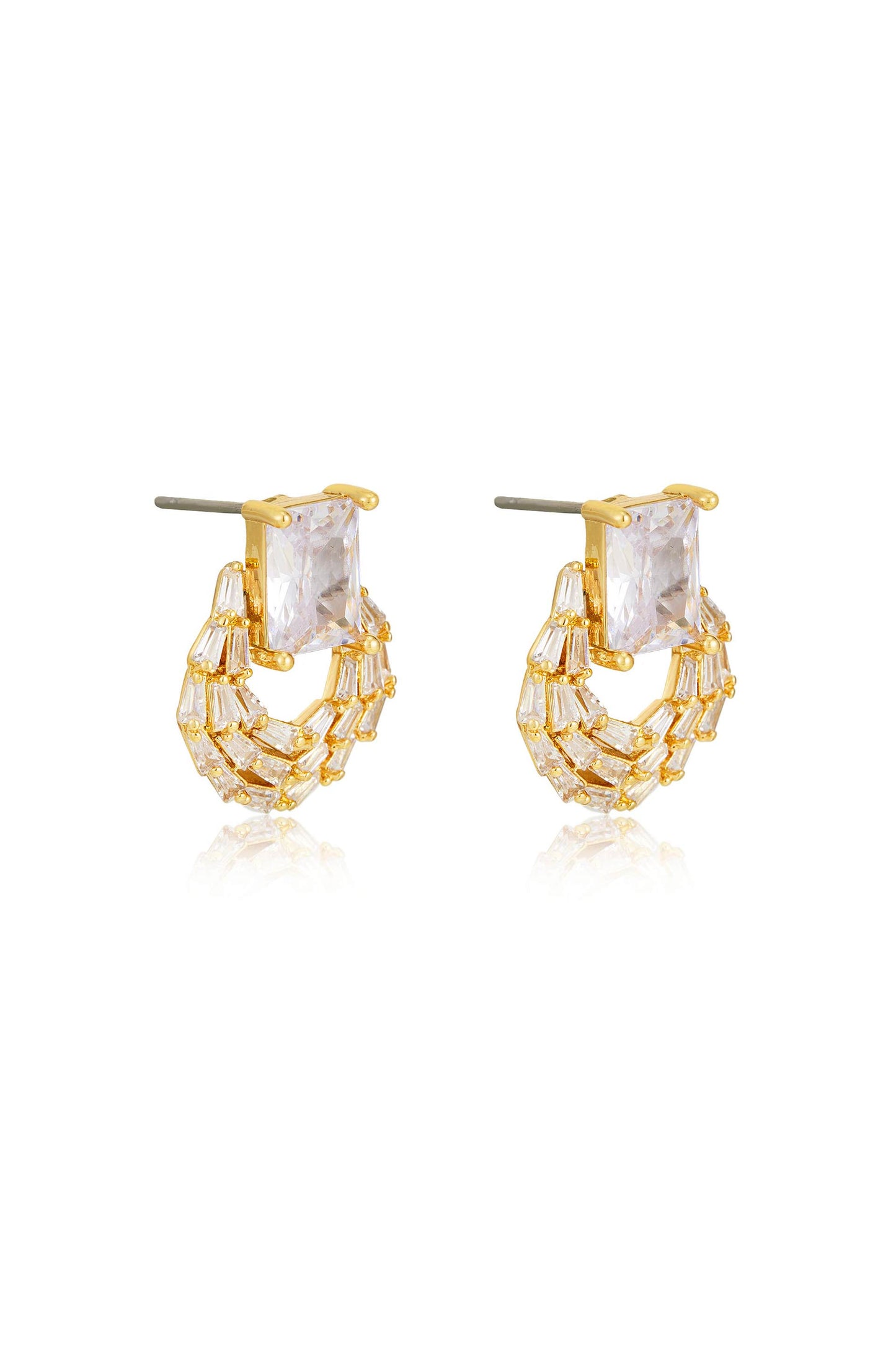 Crystal Encircled 18k Gold Plated Earrings side