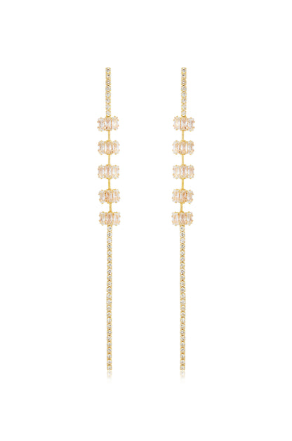 On the Line Crystal 18k Gold Plated Linear Earrings