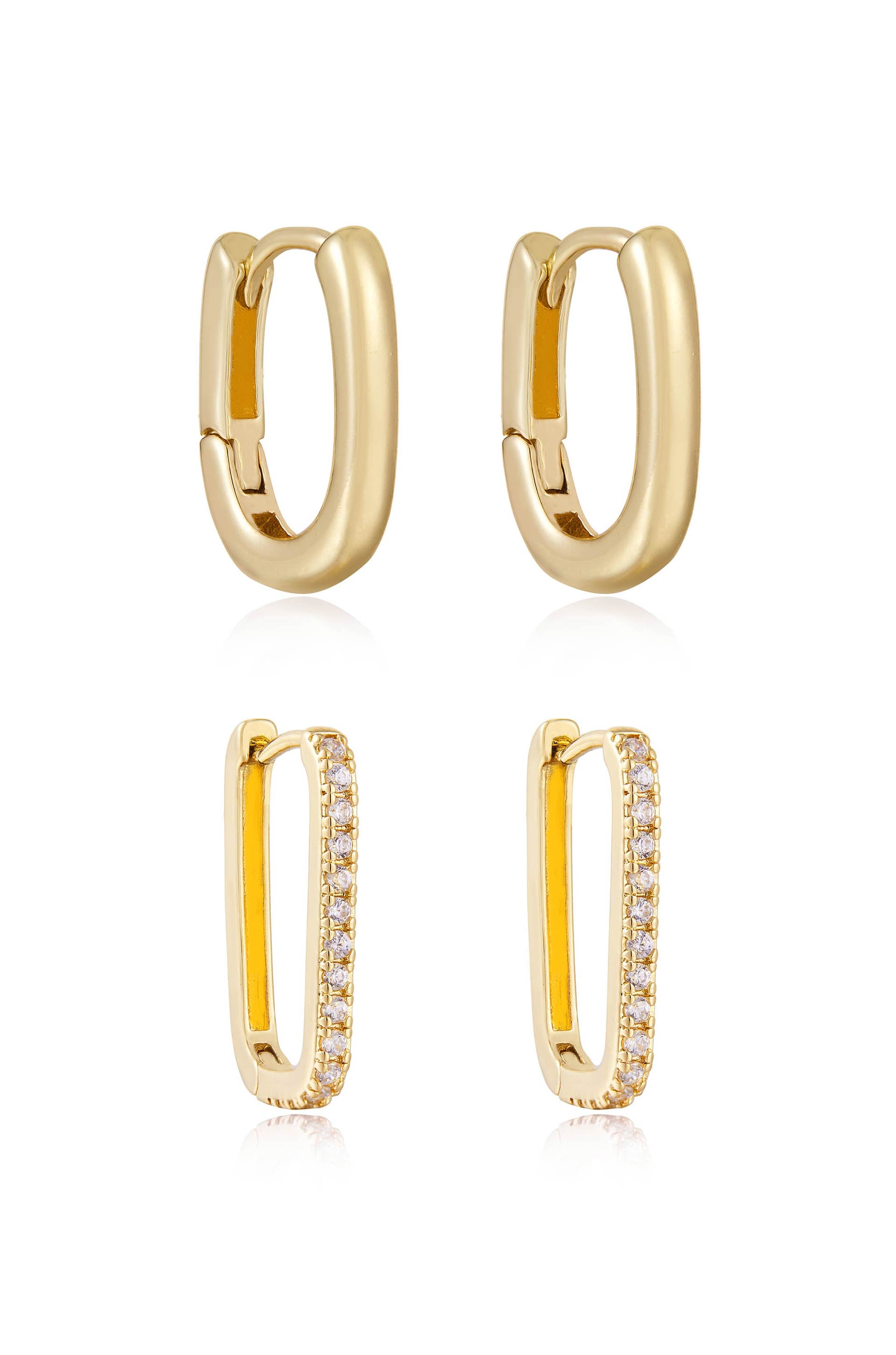 New Age 18k Gold Plated Hoop Set side
