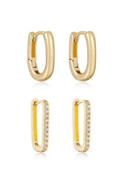 New Age 18k Gold Plated Hoop Set side