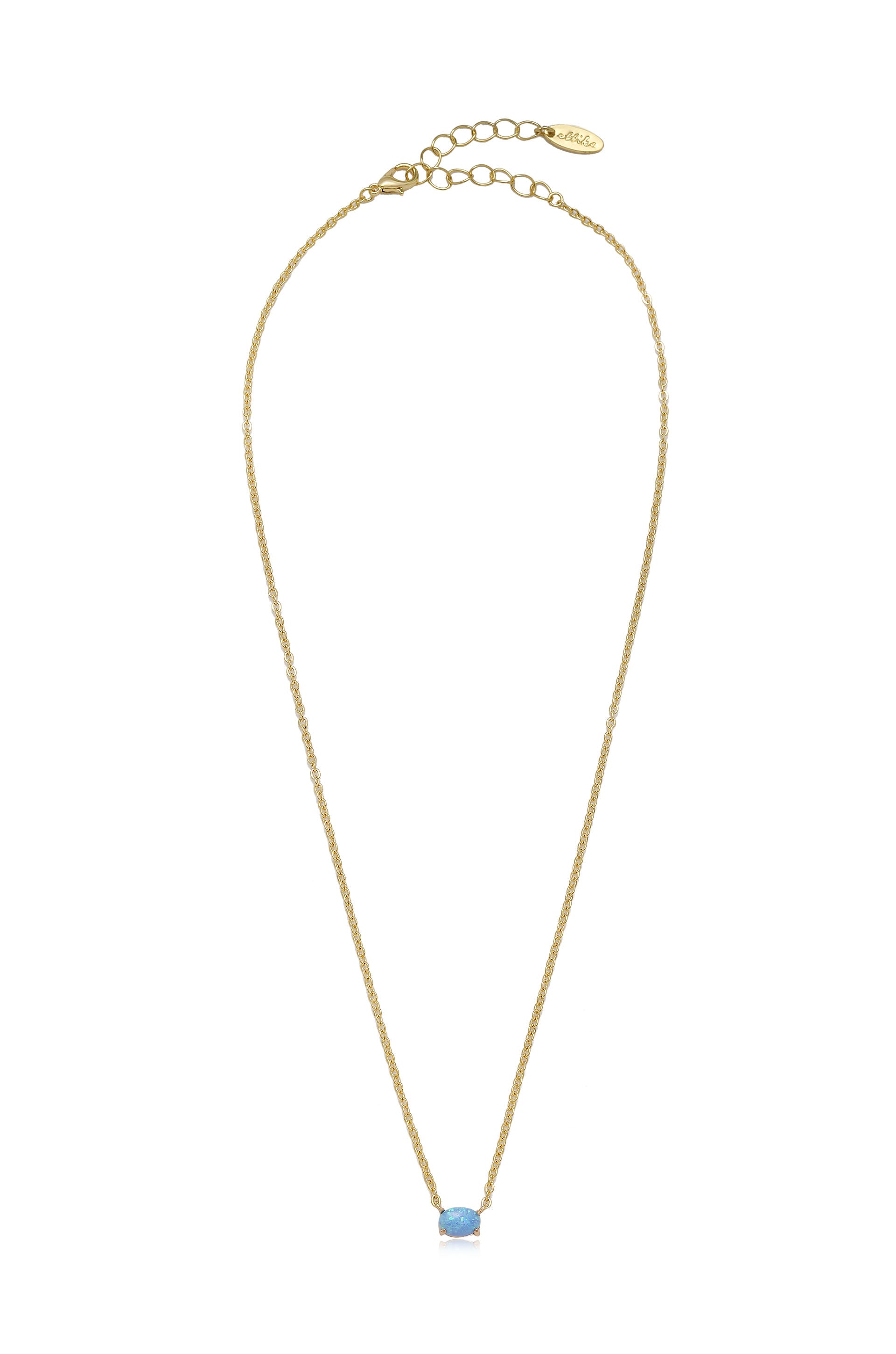 Keepsake Kyocera Opal & 18kt Gold Plated Necklace in blue opal