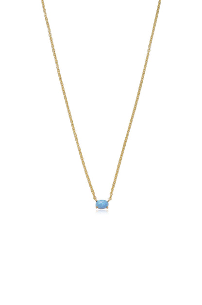 Keepsake Kyocera Opal & 18kt Gold Plated Necklace in blue opal close