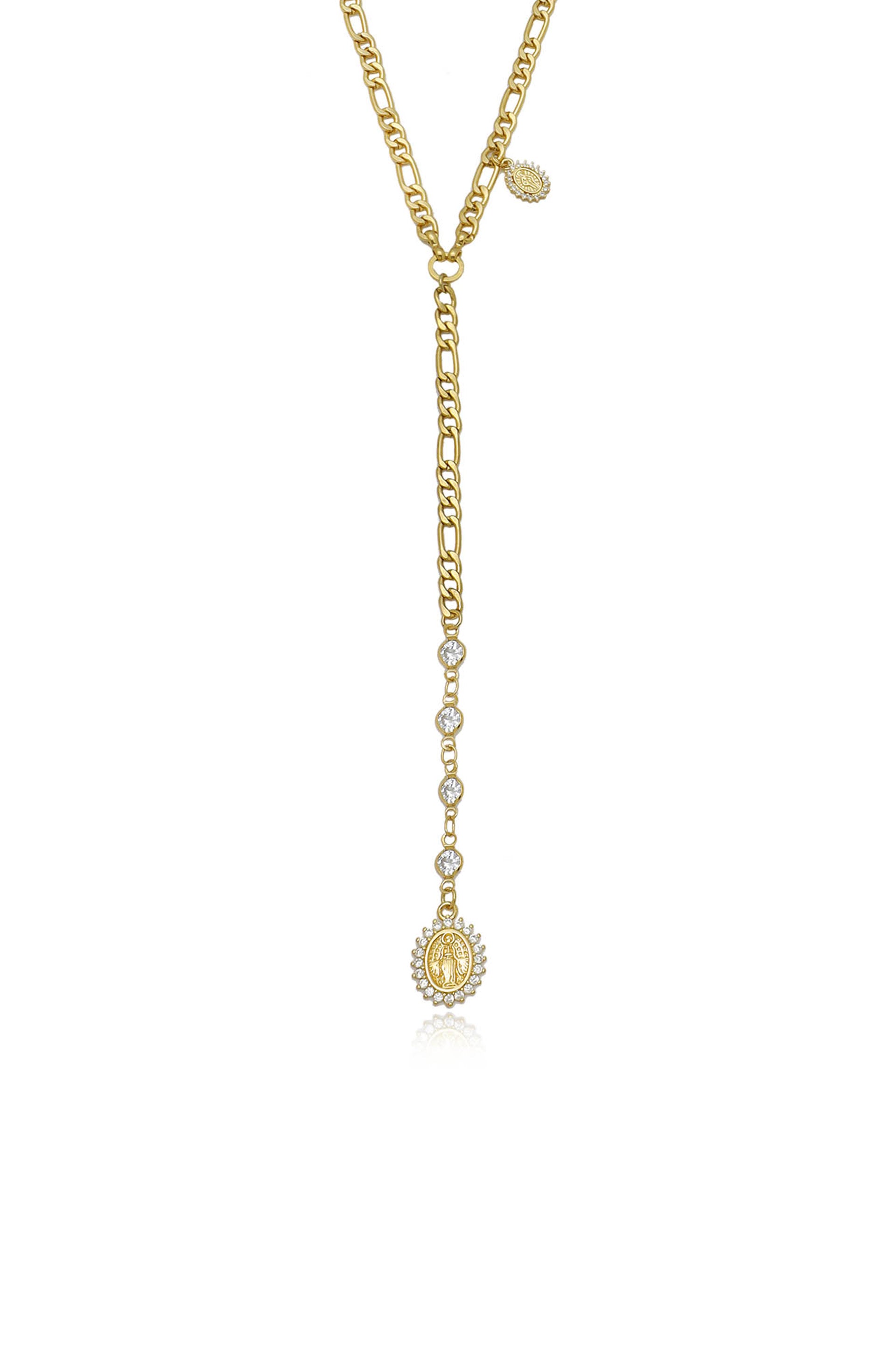 Crystal Spotted 18k Gold Plated Lariat close