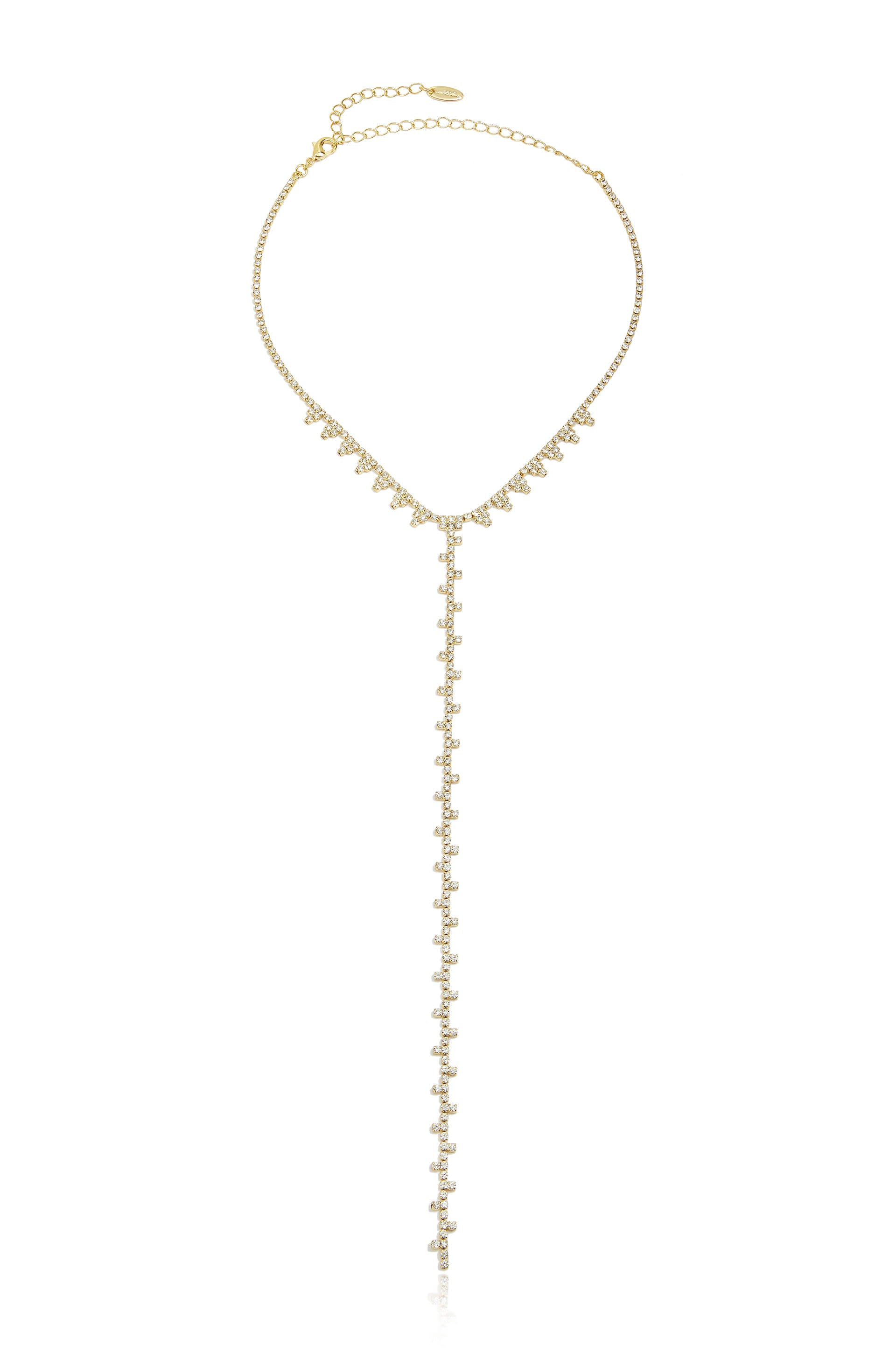 Deep Drop Crystal 18k Gold Plated Lariat Necklace