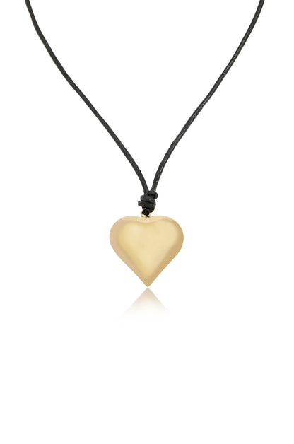 18k Gold Plated Heart Pendant Adjustable Cord Necklace close