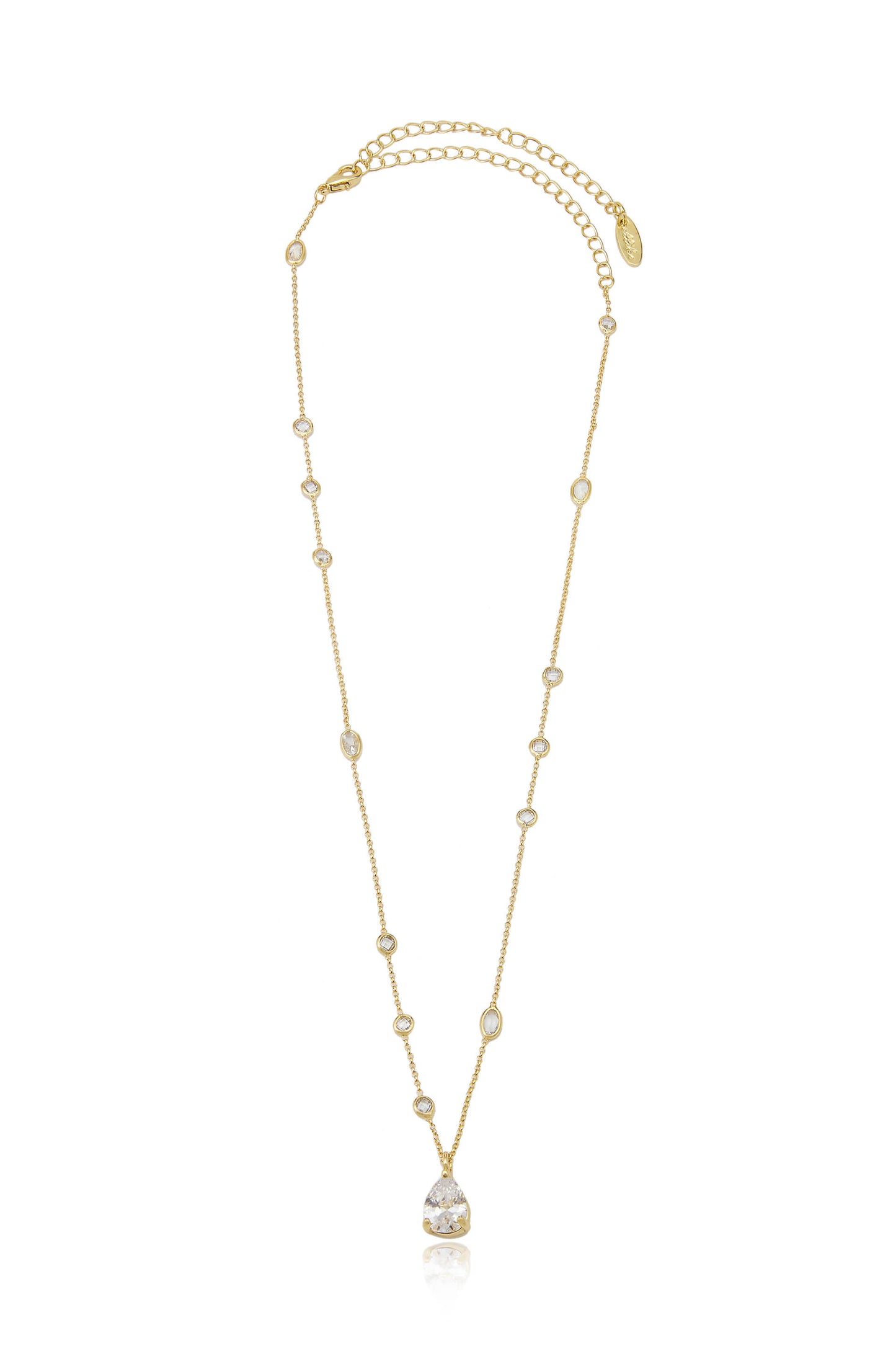 Delicate Crystal Pendant 18 Gold Plated Necklace