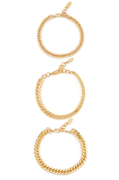 Ultimate Everyday 18k Gold Link Chain Bracelet Set