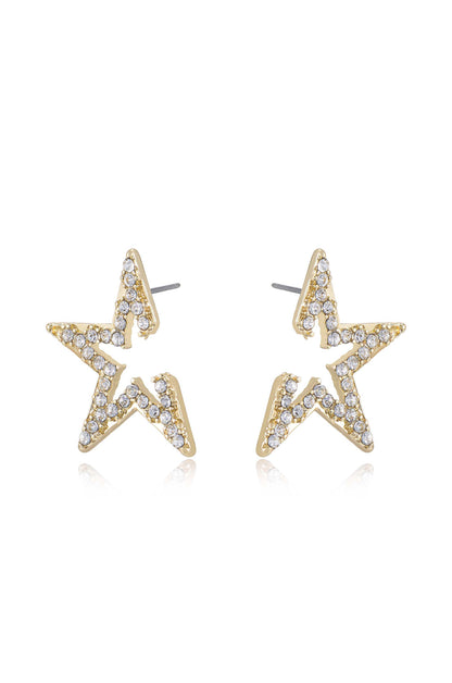 Star Light Crystal Statement Stud 18k Gold Plated Earrings side