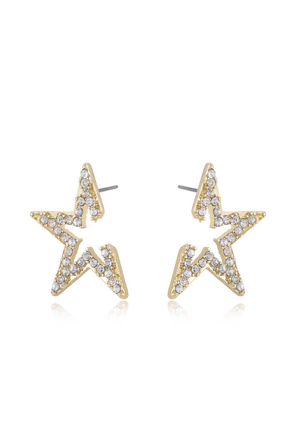 Star Light Crystal Statement Stud 18k Gold Plated Earrings side
