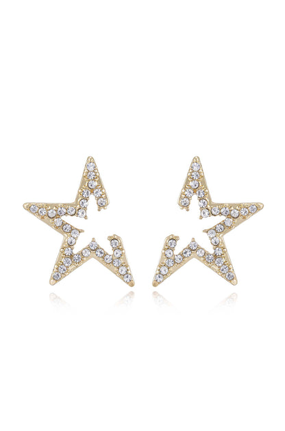 Star Light Crystal Statement Stud 18k Gold Plated Earrings