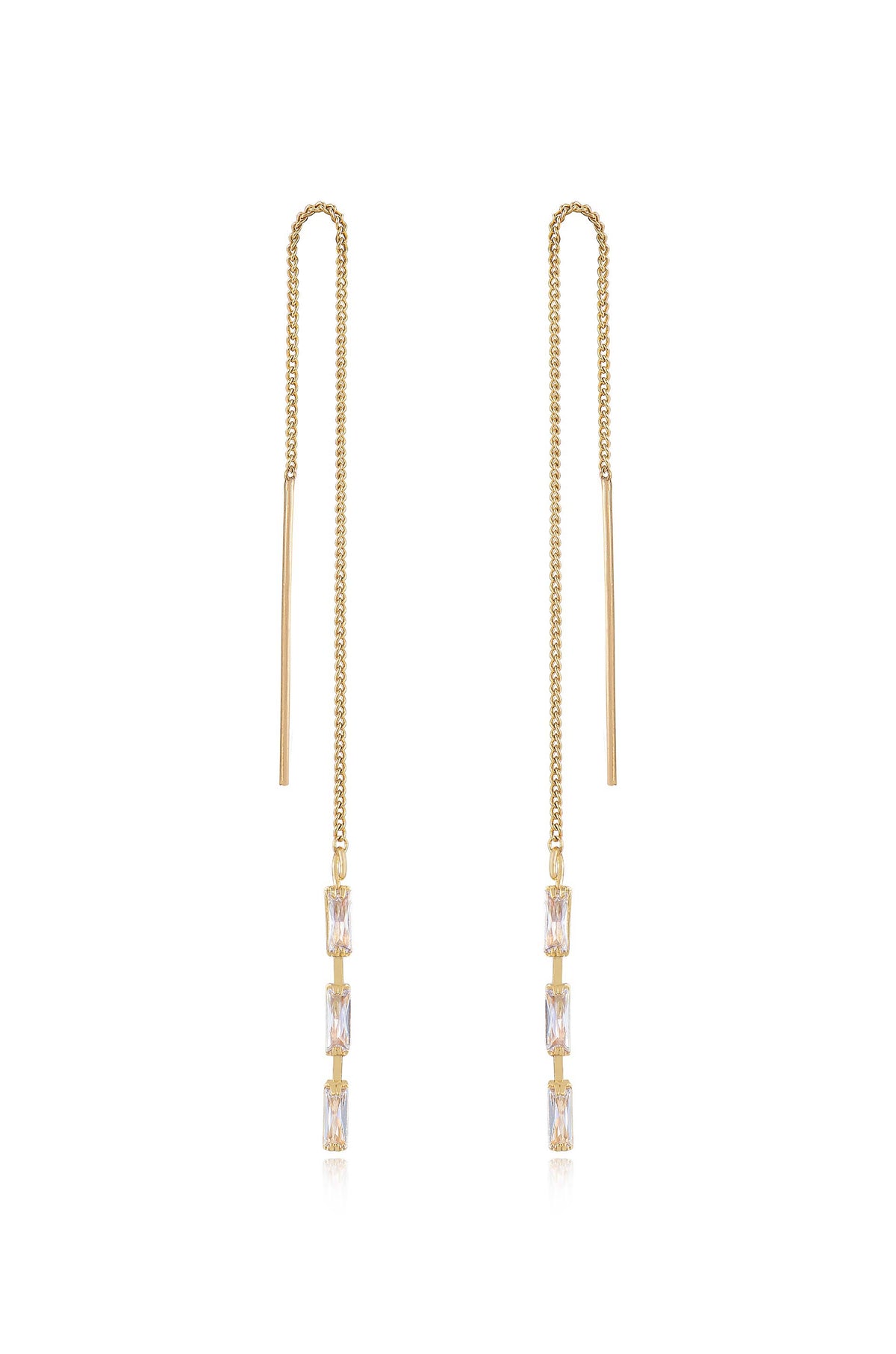Crystal Baguette Threader Earrings