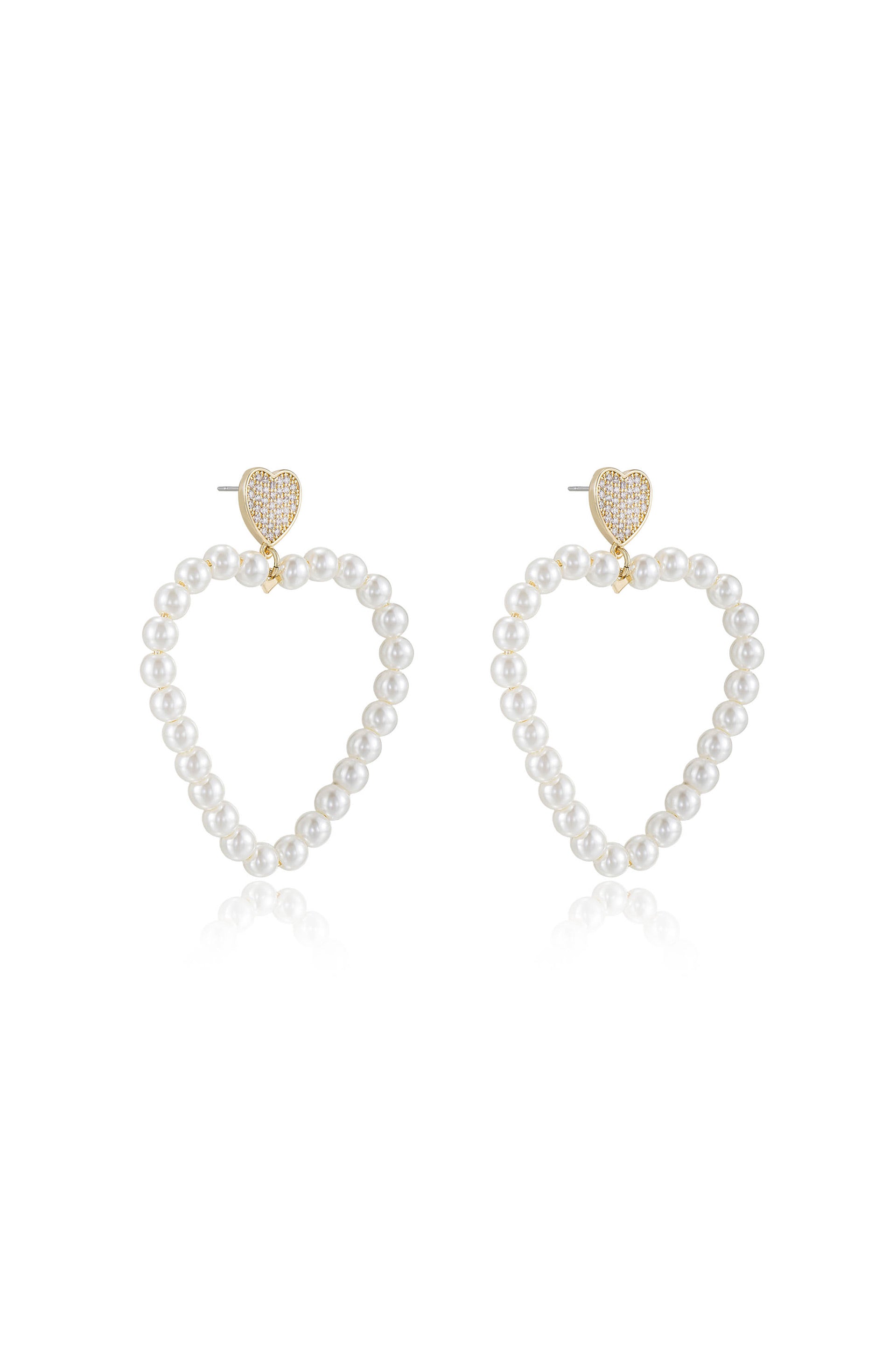 Big Heart 18k Gold Plated Pearl Earrings side