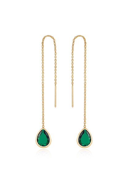 Barely There Chain and Crystal Dangle Earrings in green