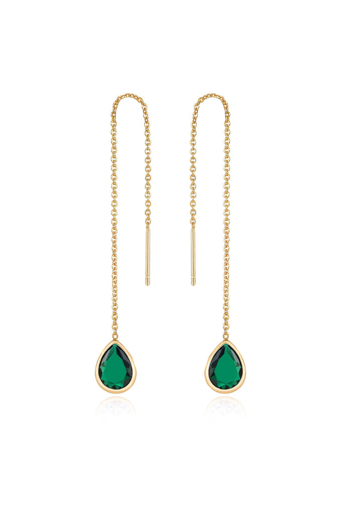 Barely There Chain and Crystal Dangle Earrings in green