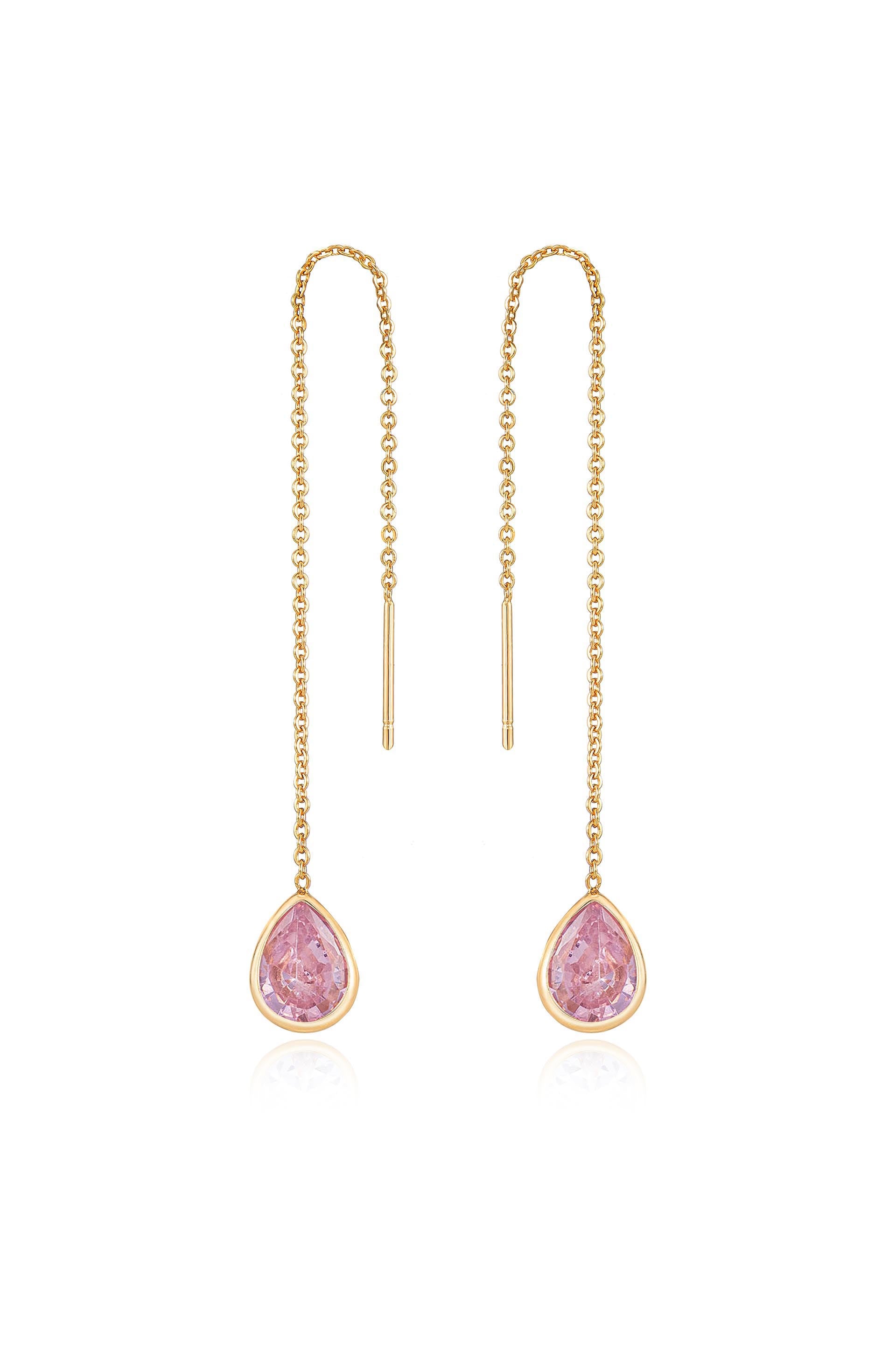 Barely There Chain and Crystal Dangle Earrings in pink