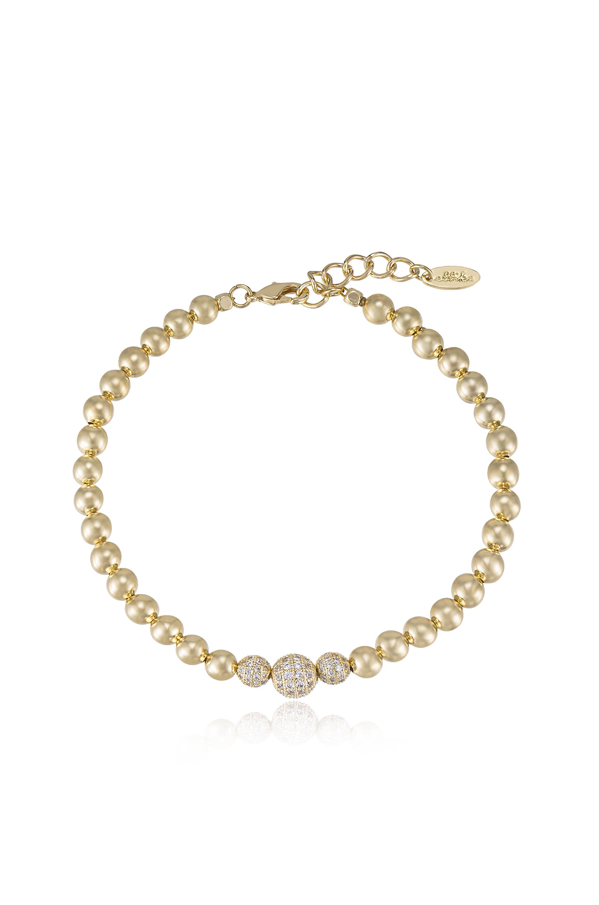 18k Gold Plated and Crystal Ball Anklet