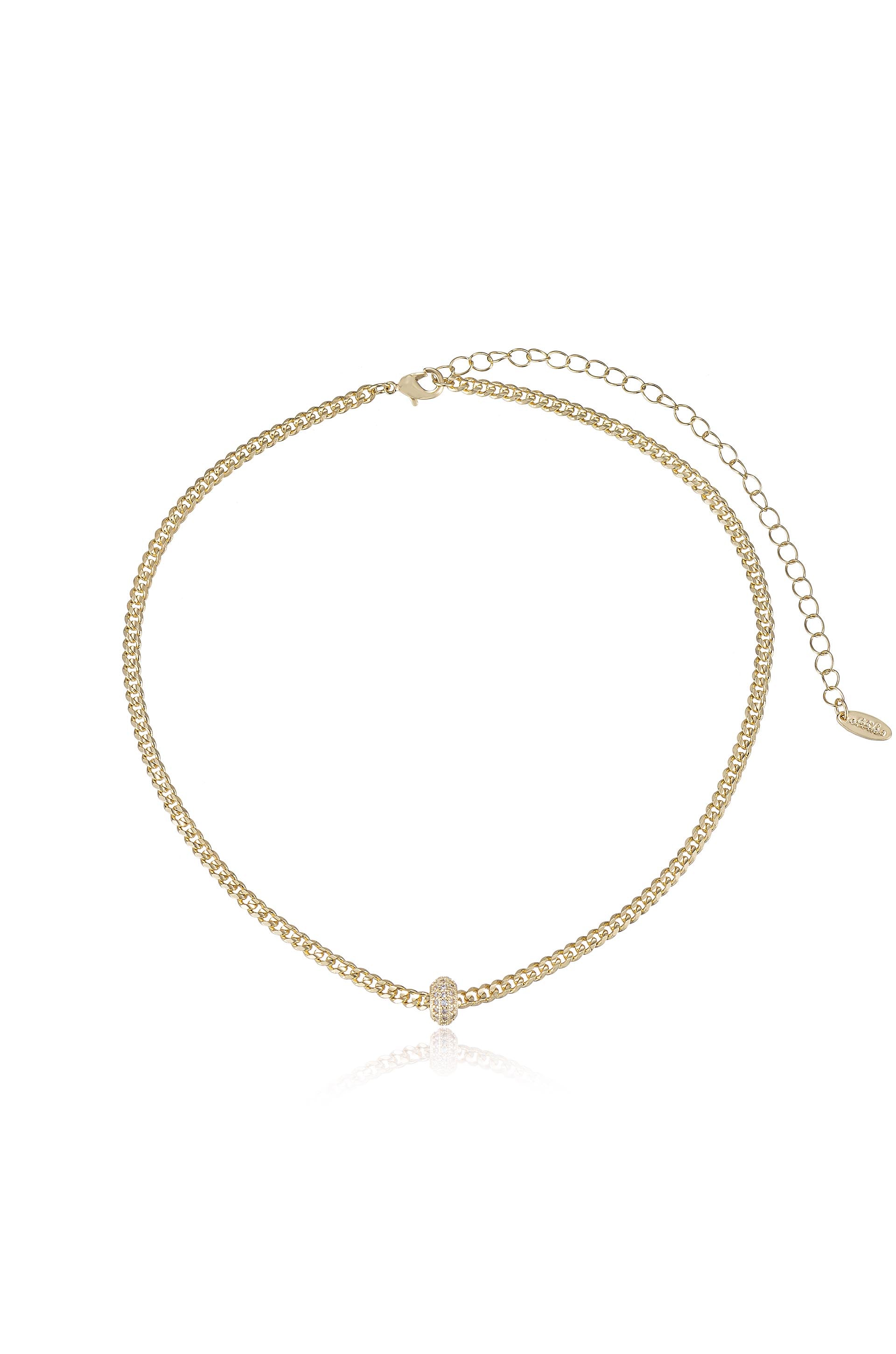 Single Chain Crystal Bead Necklace full
