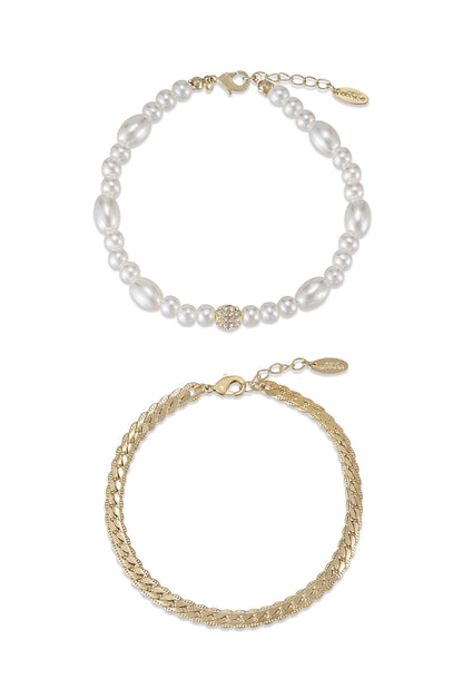 Pearl Pairings 18k Gold Plated Anklet Set