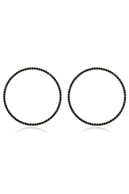 Picture Perfect Crystal Circle Earrings in black