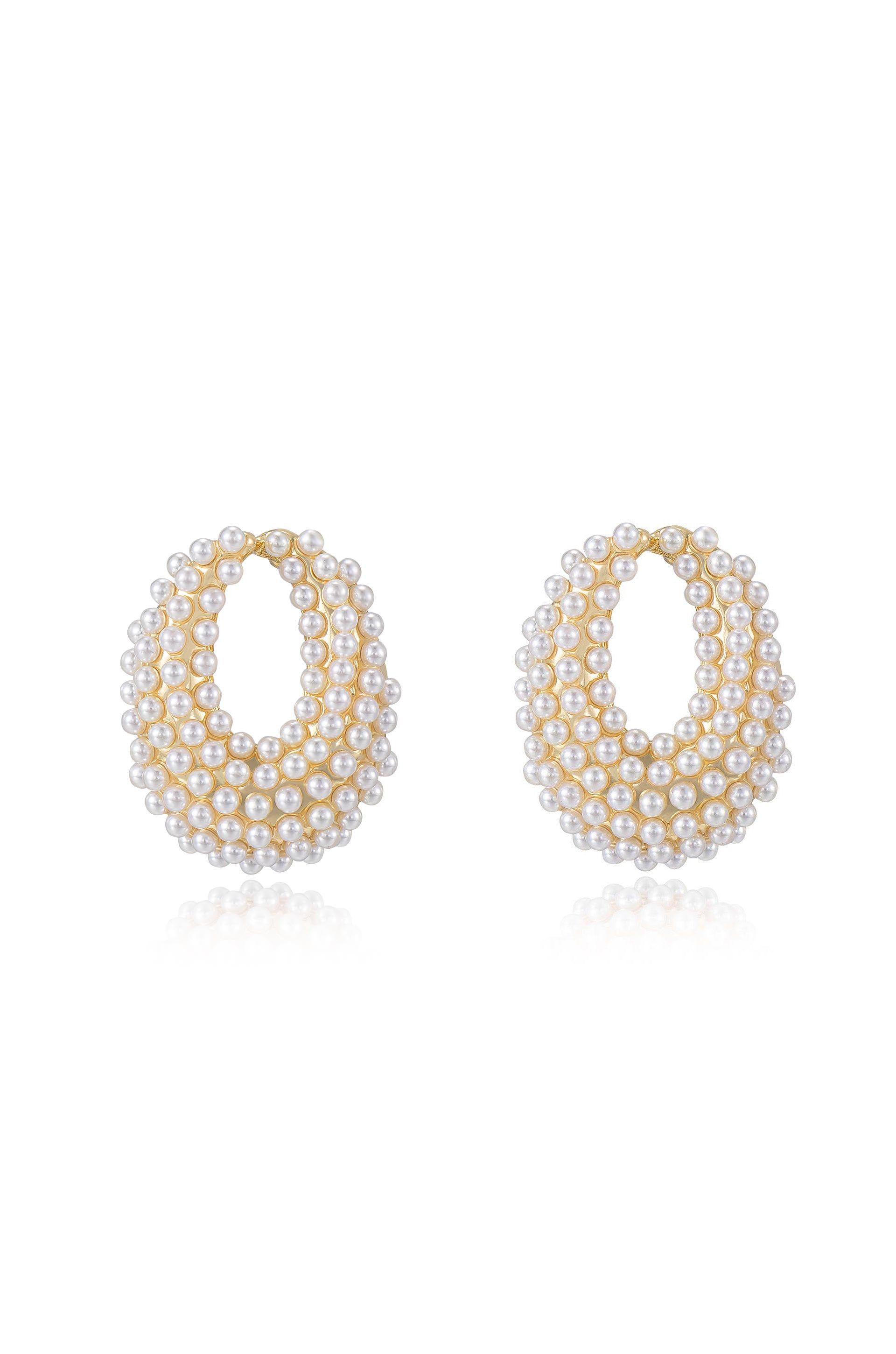Classic Pearl Cluster 18k Gold Plated Stud Earrings