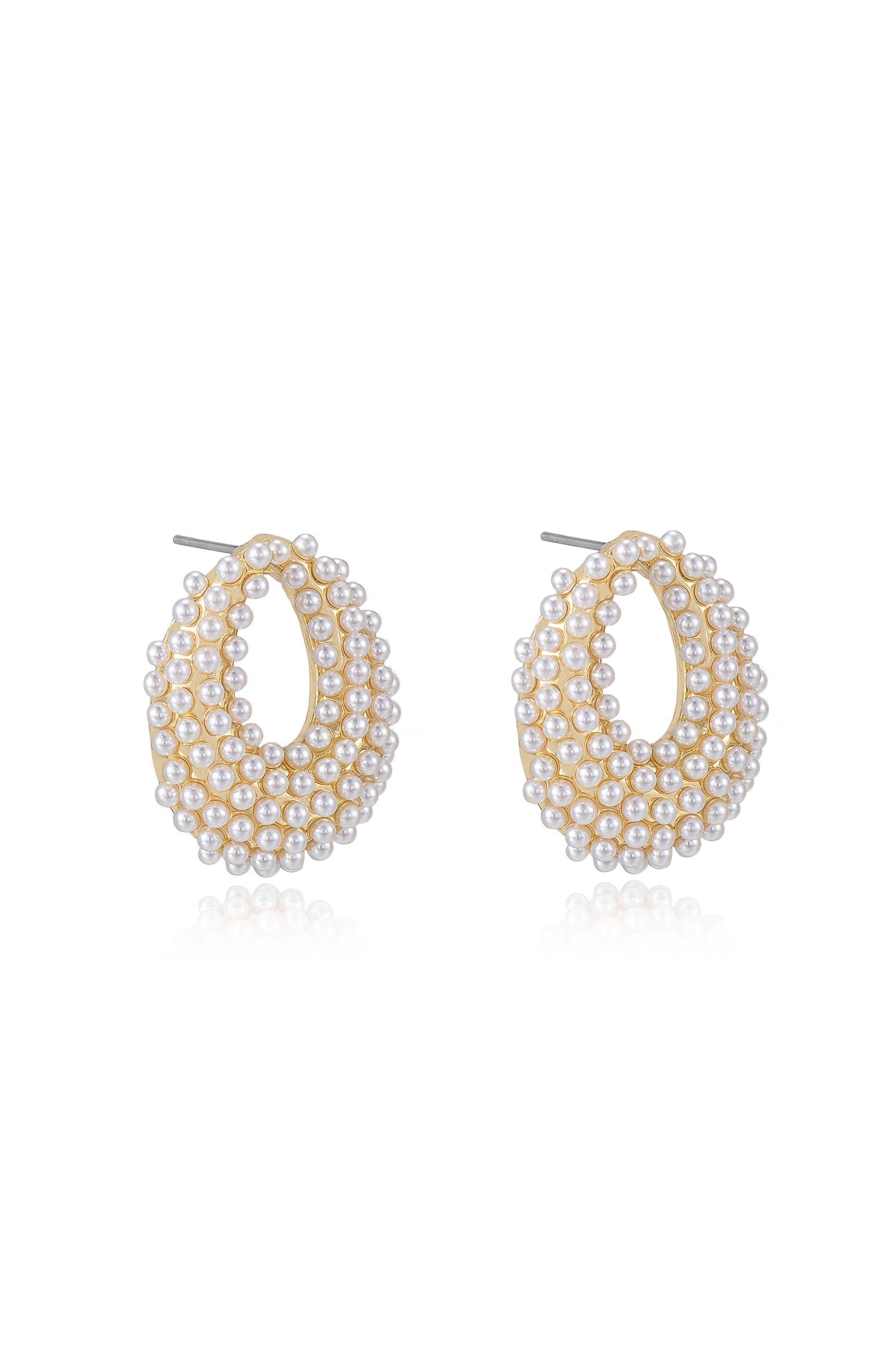 Classic Pearl Cluster 18k Gold Plated Stud Earrings side