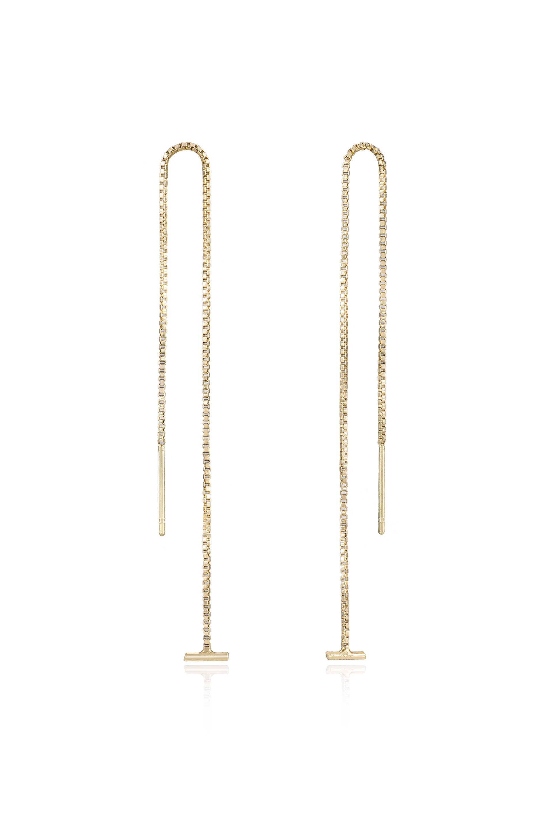 Single Chain Threader 18k Gold Plated Earrings