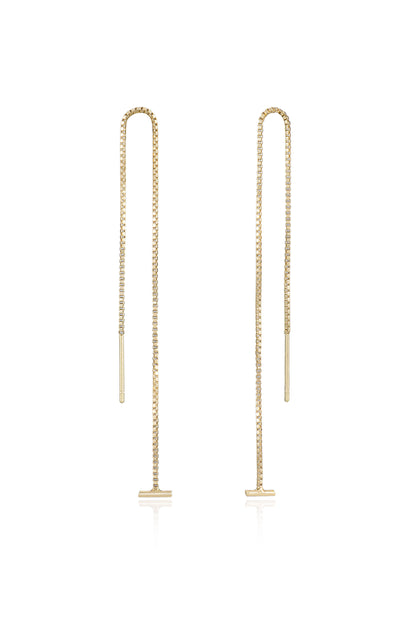 Single Chain Threader 18k Gold Plated Earrings