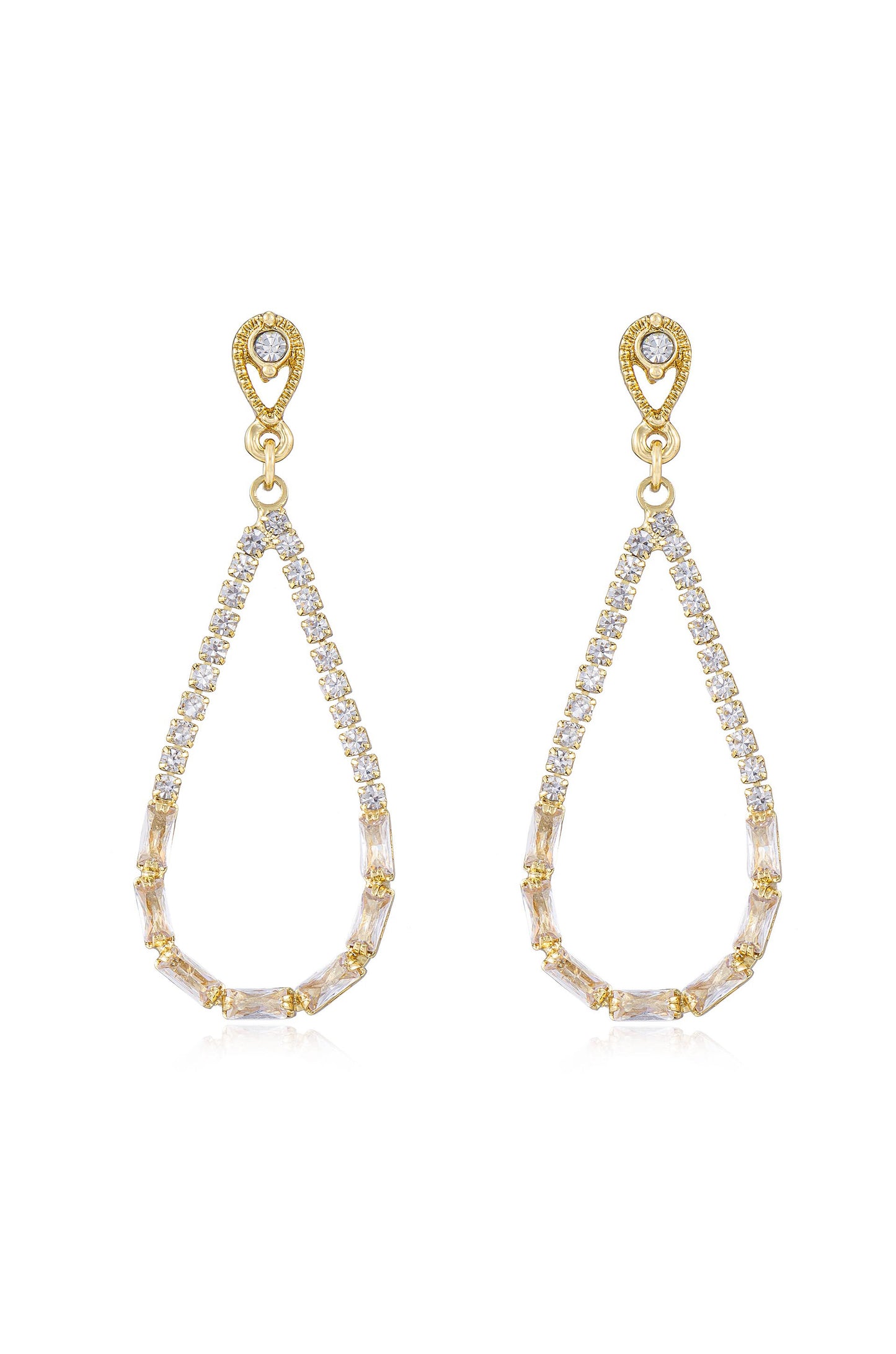 Angels City Drop Crystal 18k Gold Plated Earrings