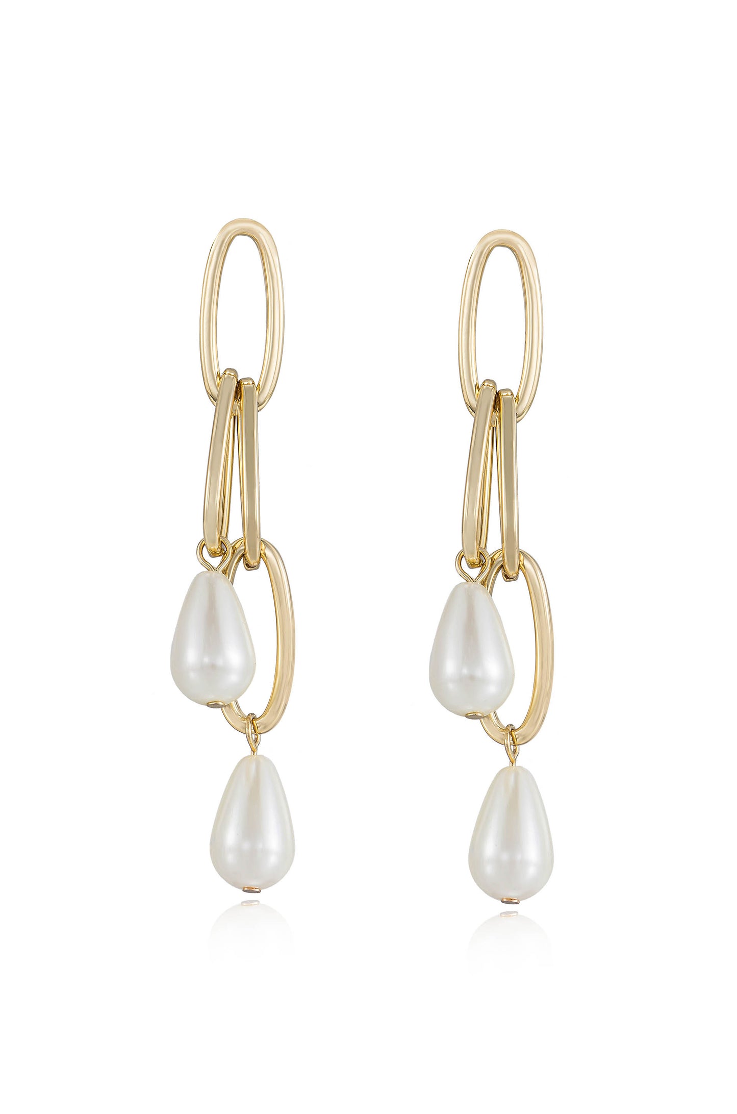 Pearl Chain 18k Gold Plated Earrings