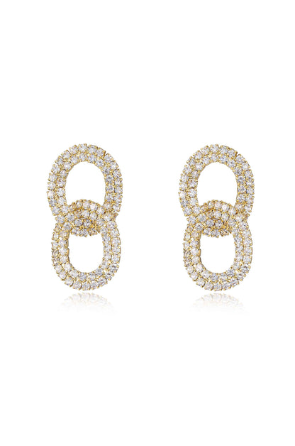 Double Crystal Dangle 18k Gold Plated Earrings