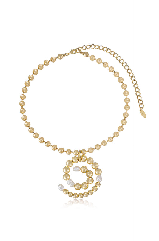 Golden Pearl Swirl 18k Gold Plated Necklace