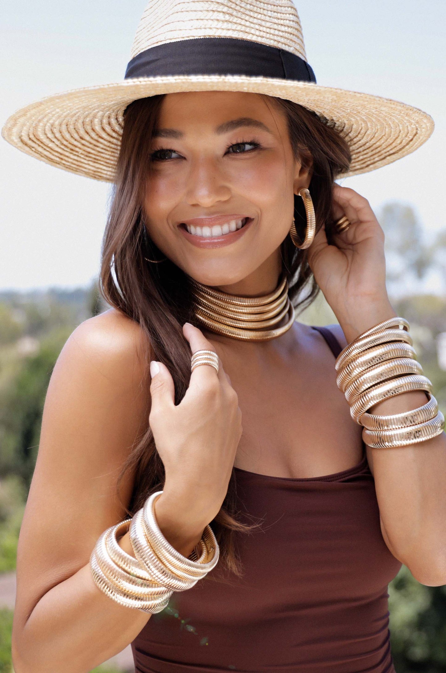 Your Essential Flex Snake Chain 18k Gold Plated Necklace on model 2