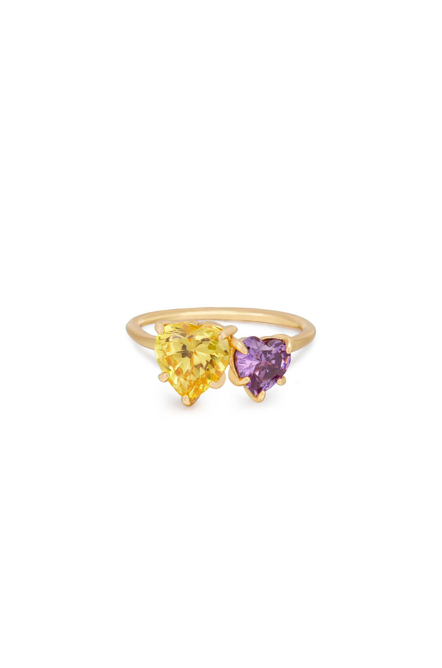 Toi Et Moi Heart and Mini Heart 18k Gold Plated Ring