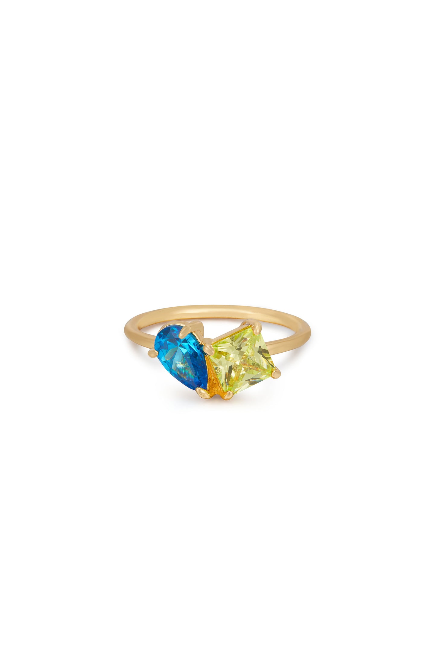 Toi Et Moi Pop of Color 18k Gold Plated Ring in apple green